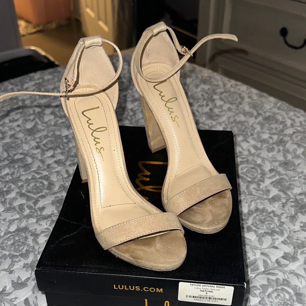 Lulu's Nude Ankle Strap Heels